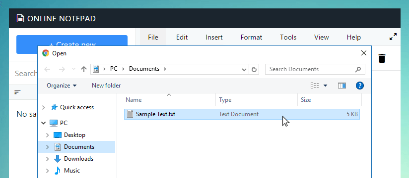 Open file dialog in Infovi